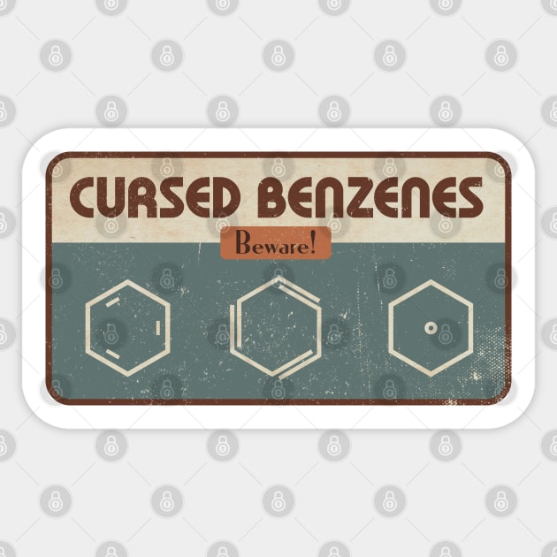 Cursed Benzenes Organic Chemistry Sticker by Hydroxyl Design